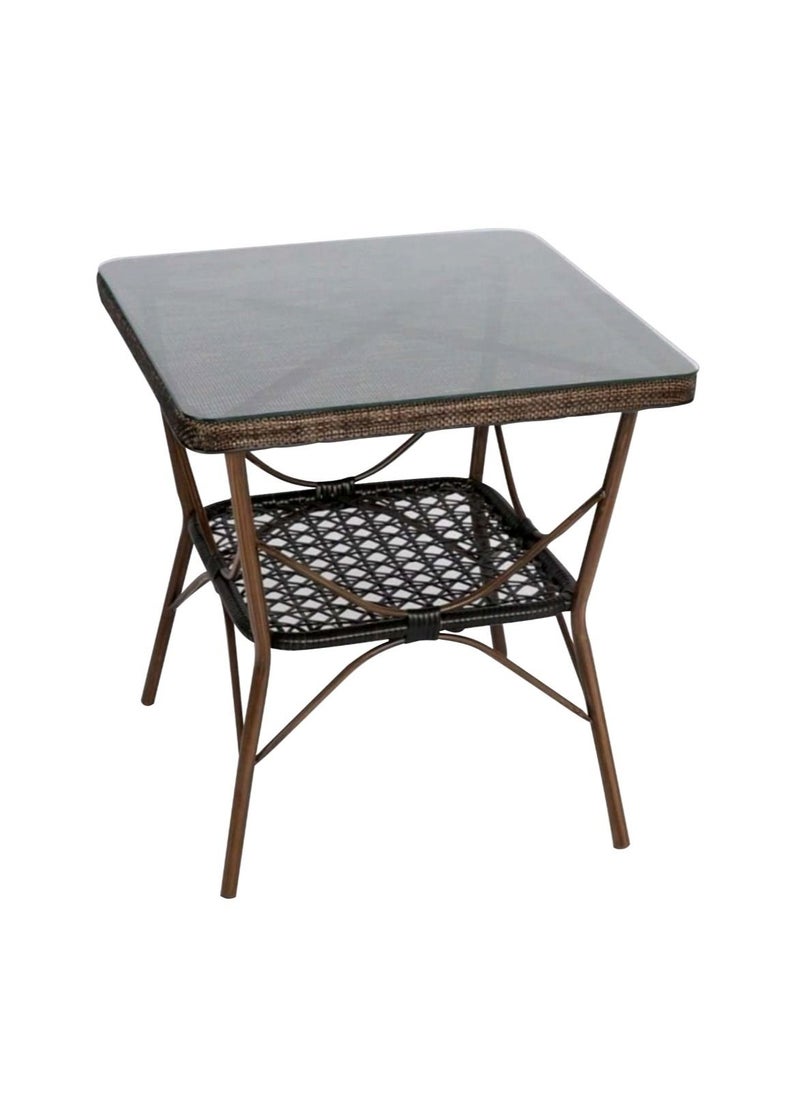 Living - garden table outdoor glass rattan garden furniture 70*70*75cm - Image 1