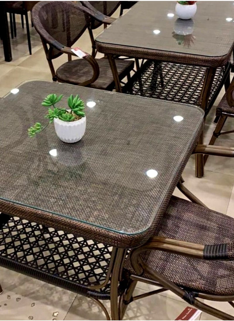 Living - garden table outdoor glass rattan garden furniture 70*70*75cm - Image 1