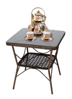 Living garden table outdoor glass rattan garden furniture 70*70*75cm  - Image 3