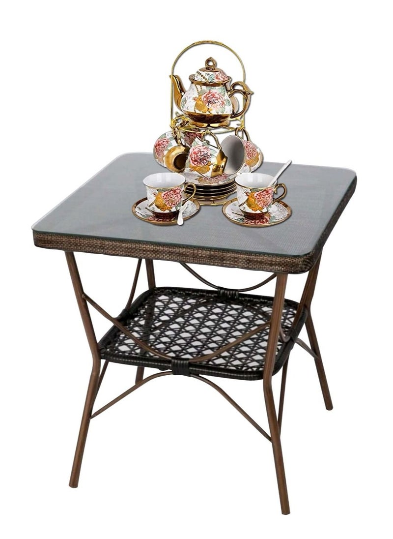 Living - garden table outdoor glass rattan garden furniture 70*70*75cm - Image 1