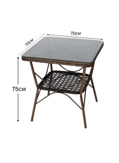 Living garden table outdoor glass rattan garden furniture 70*70*75cm  - Image 2