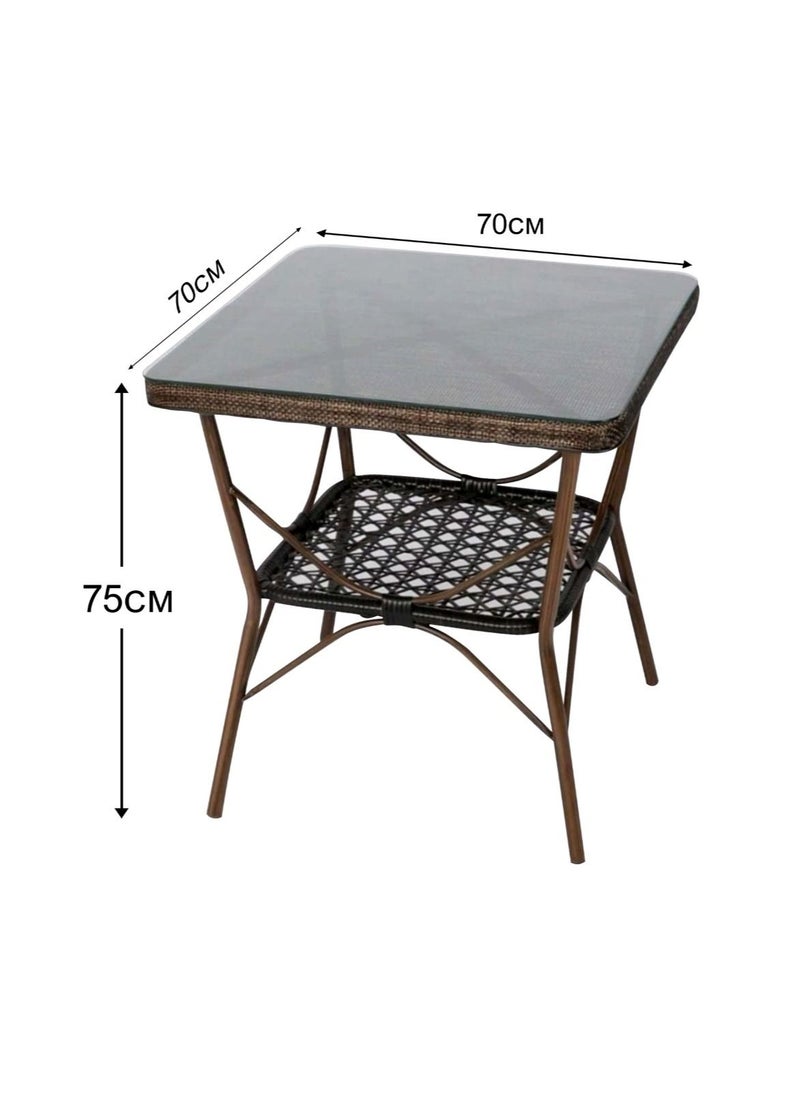 Living - garden table outdoor glass rattan garden furniture 70*70*75cm - Image 1