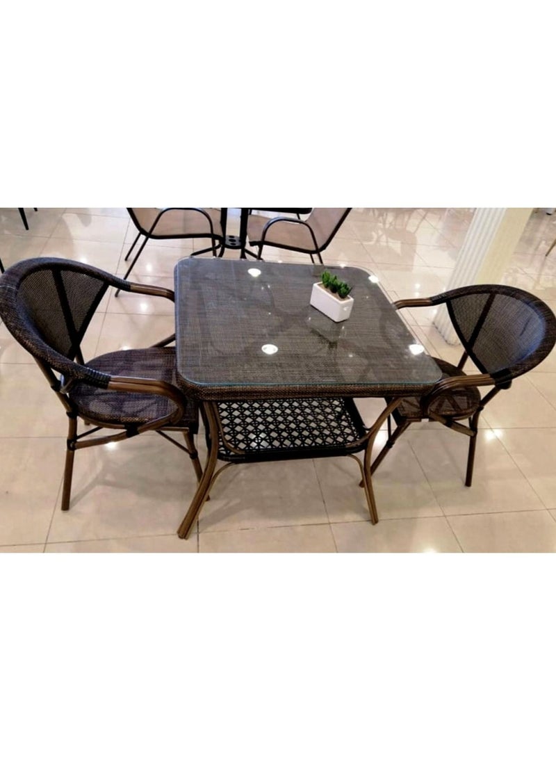 Living - garden table outdoor glass rattan garden furniture 70*70*75cm - Image 1