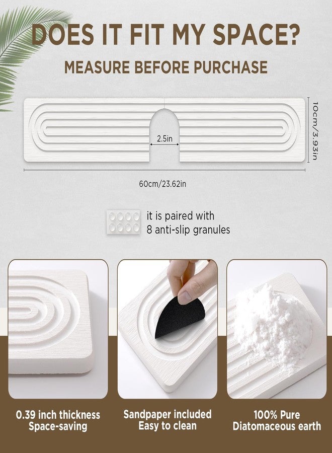 IMGROSE Faucet Mat for Kitchen Sink, Diatomite Stone Drying Sink Protectors, Bathroom Faucet Splash Guard, Quick Dry Water Absorbing, Non-Slip Stone Tray for Kitchen Counter, White, 23.6" x 3.9" - Image 4