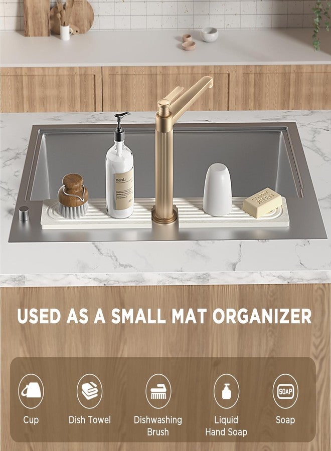 IMGROSE Faucet Mat for Kitchen Sink, Diatomite Stone Drying Sink Protectors, Bathroom Faucet Splash Guard, Quick Dry Water Absorbing, Non-Slip Stone Tray for Kitchen Counter, White, 23.6" x 3.9" - Image 5