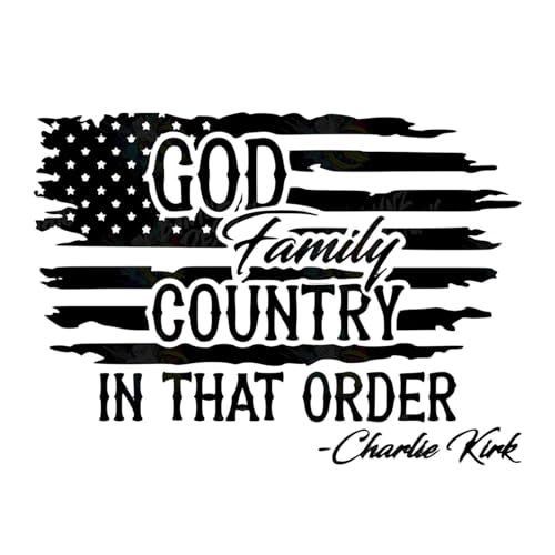 ColisPar 1 Pack God Family Country in that Order Charlie Kirk True American Hero Car Bumper Stickers Decals RIP Charlie Kirk Silenced But Not Forgotten Fly High in Loving Memory Charlie Truck Sticker 7 inch - Image 1
