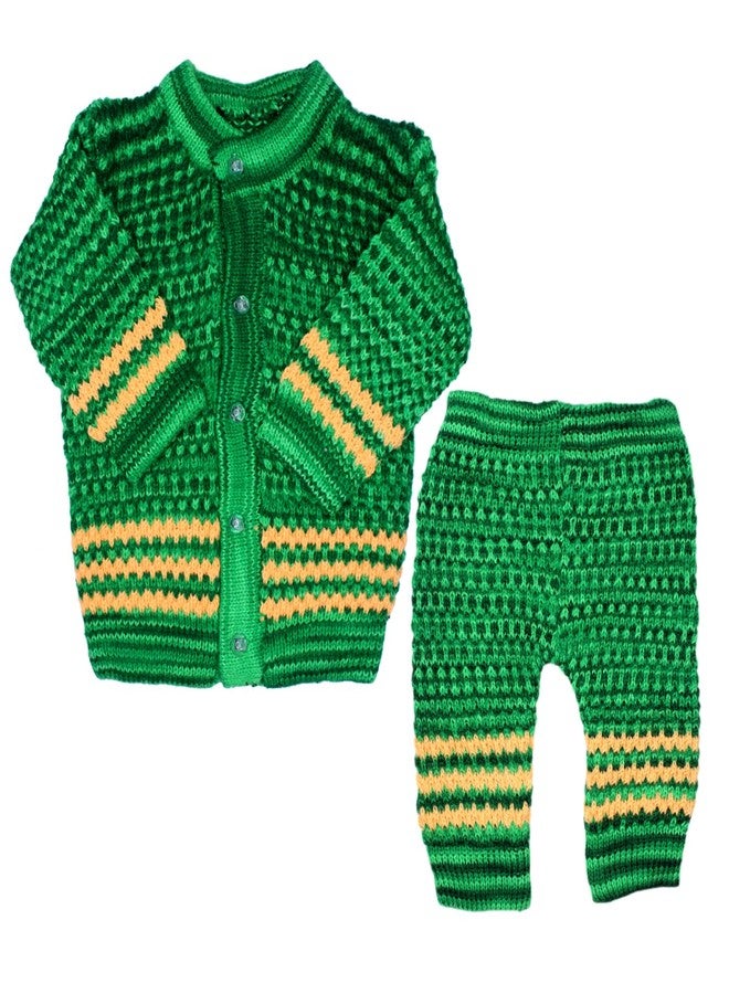 ارك طقم صوف للأطفال حديثي الولادة من ARK، يتضمن سترة بيجامة وقبعة وجوارب، مناسب للشتاء الدافئ للأولاد والبنات (من عمر 0 إلى 3 أشهر) (أخضر) - Image 4