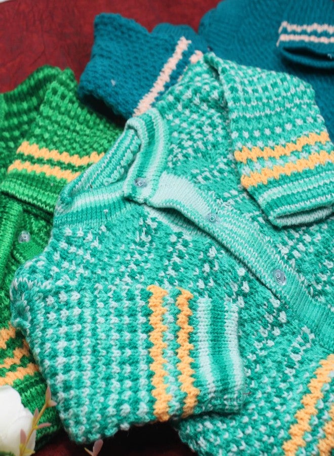 ارك طقم صوف للأطفال حديثي الولادة من ARK، يتضمن سترة بيجامة وقبعة وجوارب، مناسب للشتاء الدافئ للأولاد والبنات (من عمر 0 إلى 3 أشهر) (أخضر) - Image 5