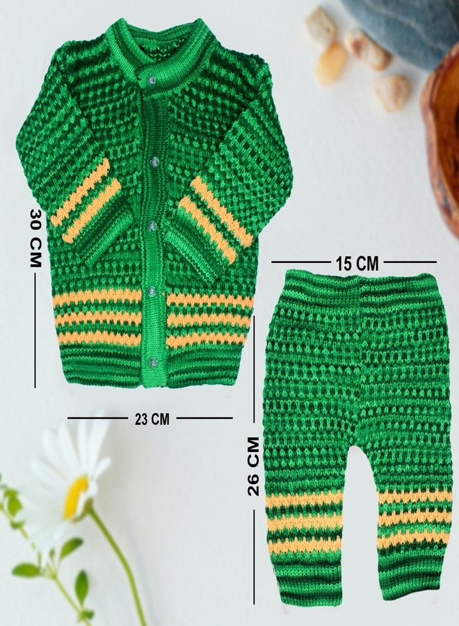 ارك طقم صوف للأطفال حديثي الولادة من ARK، يتضمن سترة بيجامة وقبعة وجوارب، مناسب للشتاء الدافئ للأولاد والبنات (من عمر 0 إلى 3 أشهر) (أخضر) - Image 2