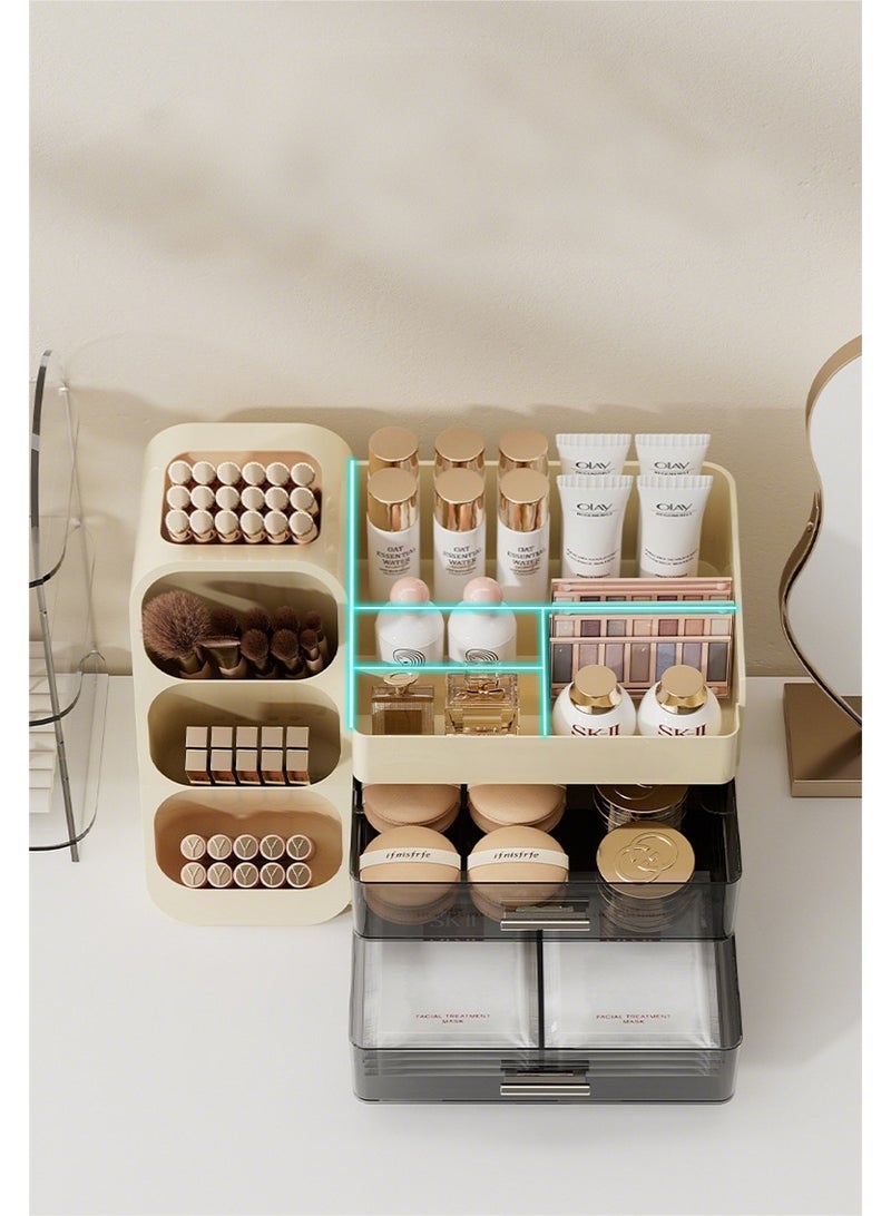 Makeup Storage Box, Large Capacity Makeup Organizer - Multi-Layer Cosmetic Storage Box with Dividers and Drawers, Perfect for Bedroom and Bathroom - Image 3