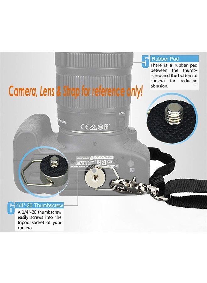 Fotasy Silver Stainless Steel D Ring Screw D Shaped Mounting Screw for Camera Strap Quick Release Rapid Shoulder Neck Sling Strap Belt for Camera DSLR SLR - Image 3