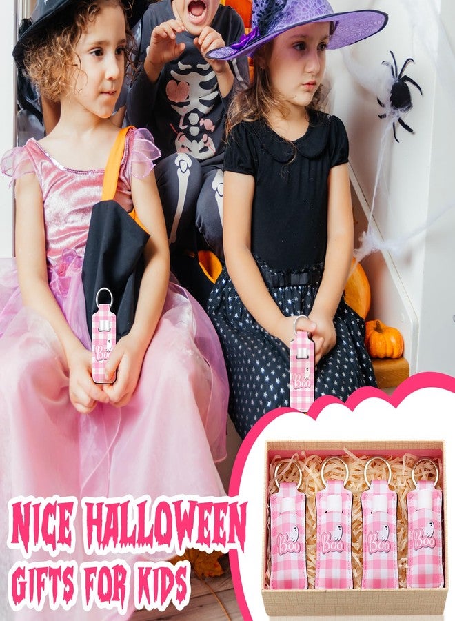 Swiffen 18 Sets Natural Bulk Lip Balm and Moisturizing Lipstick Holder Keychains Set Gift for Team Teen Girls Boy Sports Party Supply (Pink Halloween) - Image 3