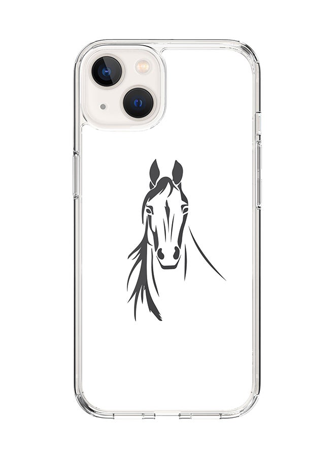 Stylizedd Classic Clear for Apple iPhone 14 Case Hybrid Soft Cover Flexible Edges Anti Drop TPU PC Gel Thin Transparent Cover [ Designed for Apple iPhone 14 ] - Arabian Stallion Full Print