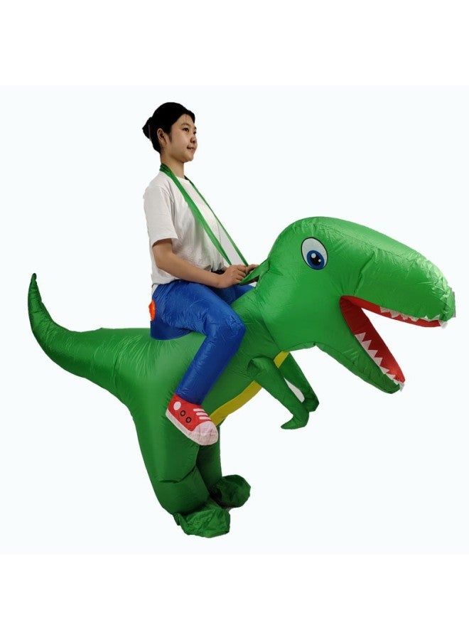 Loquat Tyrannosaurus Rex Inflatable Suit Realistic Dinosaur Performance Suit Funny Inflatable Dinosaur Costume Performance Suit-Color:Big Head Dinosaur Children's Green-Specifications:Adult 150-190 - Image 1