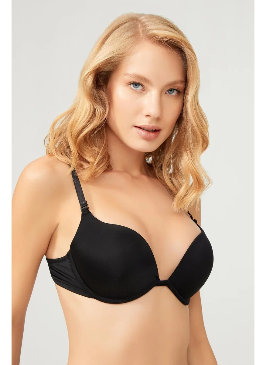 COTTONHILL Lol Up Push Up Underwire Black Bra