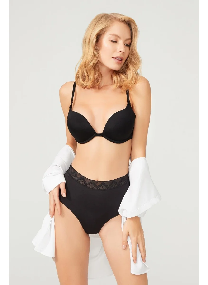 COTTONHILL Lol Up Push Up Underwire Black Bra