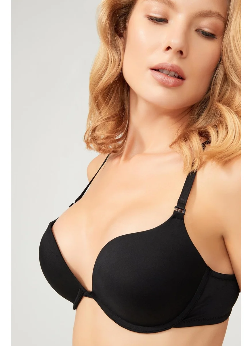 COTTONHILL Lol Up Push Up Underwire Black Bra
