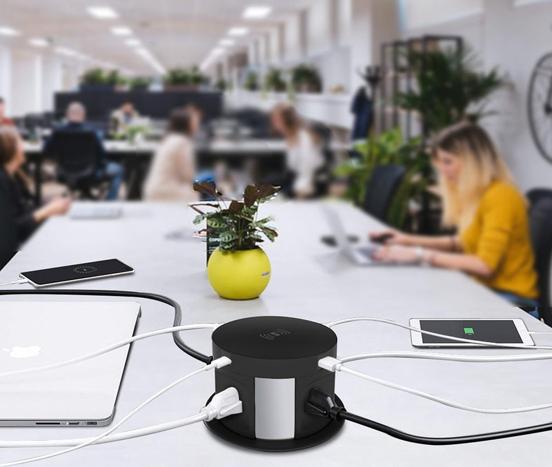 Kungfuking Automatic Pop Up Outlet for Countertop, Recessed Power Strip with 4 AC Outlets, 2 USB A, 2 USB C Pop Up Socket, Wireless Charger Station for Kitchen Conference Workbench, ETL Listed - Image 5