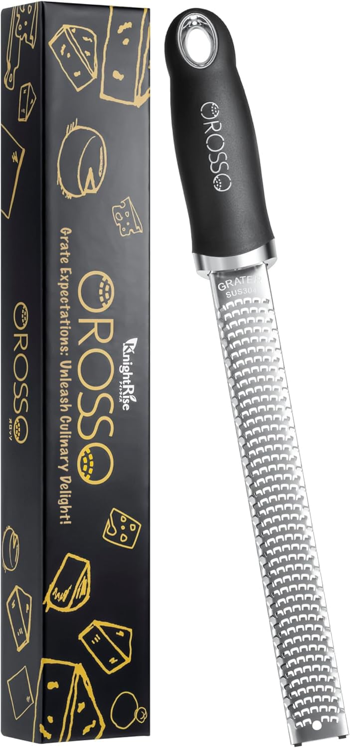 OROSSO Grater, Lemon Zester Cheese Grater, Cheese Shavings, Parme Cheese, Ginger, Garlic, Zester Grater (black) - Image 1