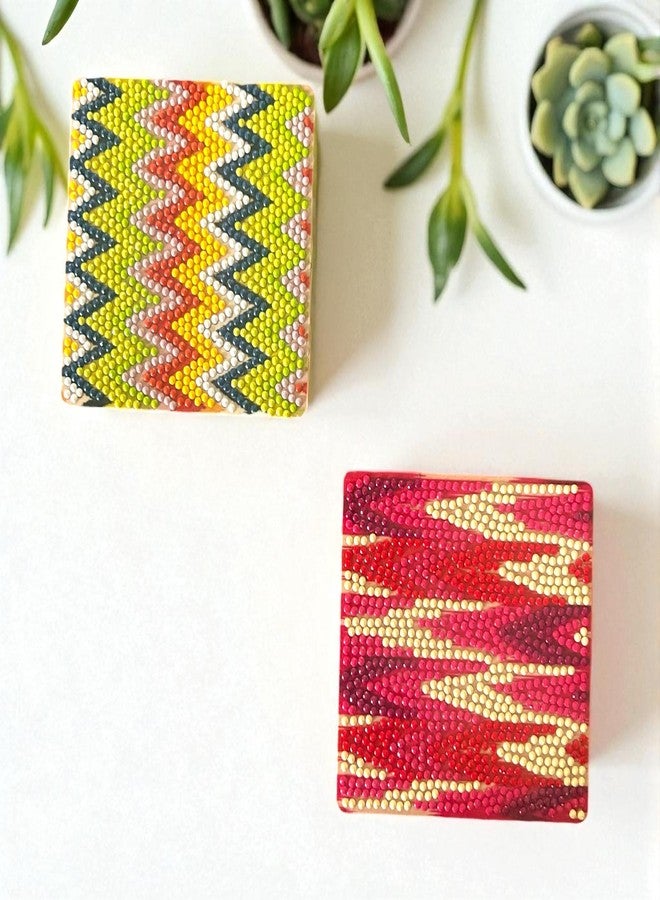 CRAFT MATE Diamond Painting Coasters Kit | 4 Pieces Chevron Ikat Mandala Diamond Art Coasters with Holder for Beginners, 4 inch - Image 5