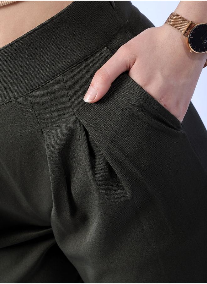 Freehand Women Regular Fit Solid Mid-Rise Pleated Pants  - Image 4