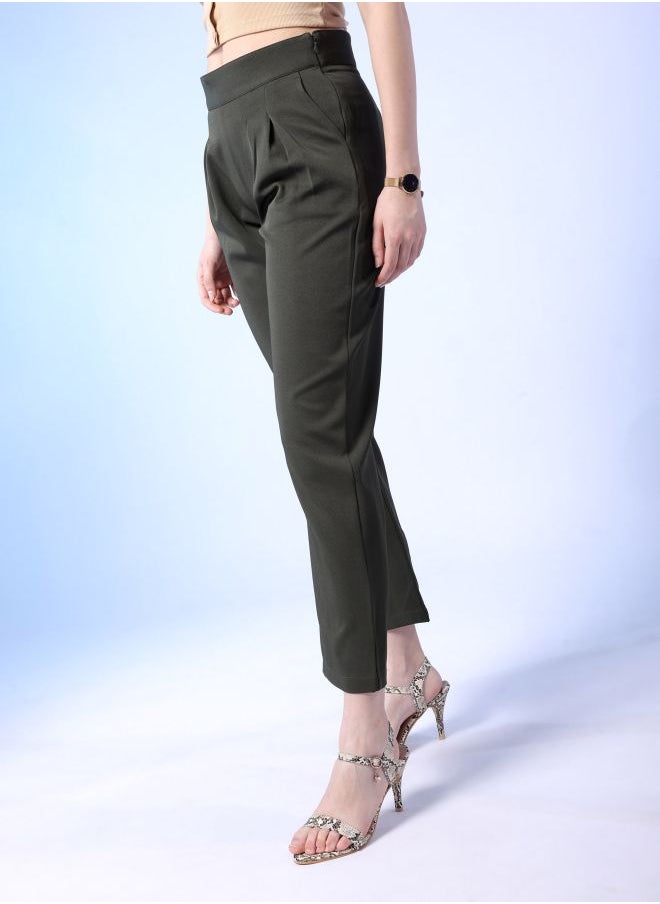 Freehand Women Regular Fit Solid Mid-Rise Pleated Pants  - Image 3