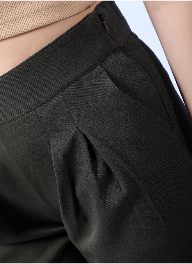 Freehand Women Regular Fit Solid Mid-Rise Pleated Pants  - Image 5