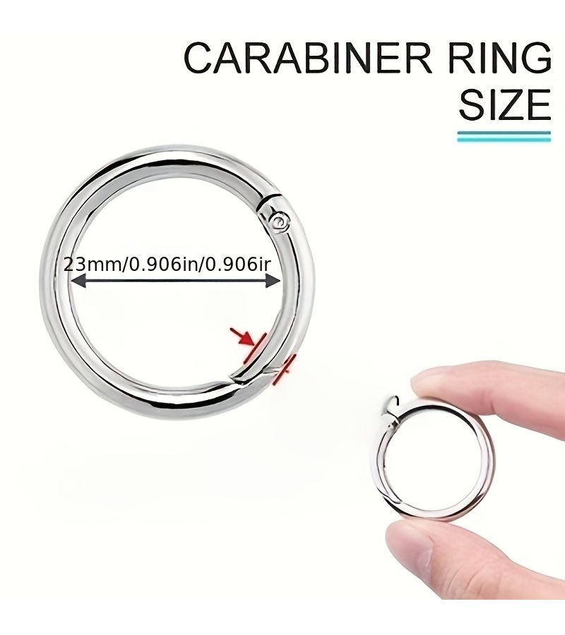 32 Silvery Large Spring O Ring Carabiner Clips Snap Hook Buckles - Image 2