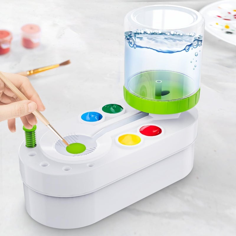 RAMPKD 2 in 1 Paint Brush Cleaner Machine with Auto Refill Flushing Button Water Tank Efficient Cleaner for Oil Acrylic Makeup Brushes for Oil Paint Brushes Acrylic Paint Brushes - Image 1
