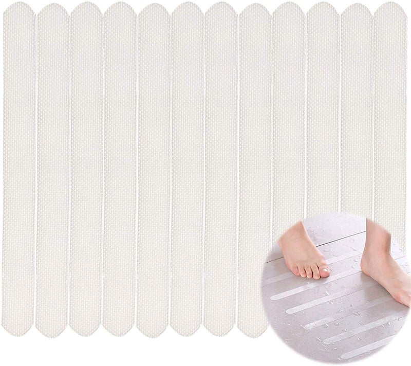 KPNG Bathtub Stickers Non-Slip,Safety Shower Treads Strips,Gritty Textured Slip-Resistant Treads,Bathroom Tubs Showers Strips Anti Skid Tape Mat for Shower,Tub,Steps (Clear) (Pack of 10, White) - Image 1