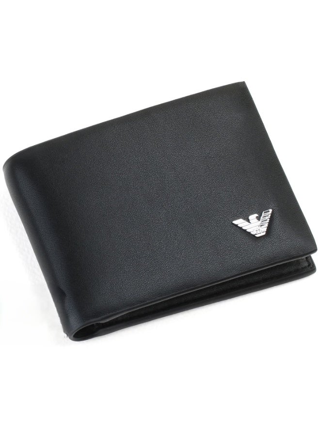 Giorgio Armani Men’s Black Leather Wallet – Premium Genuine Leather Bifold Wallet – Luxury Designer Accessory - Image 1