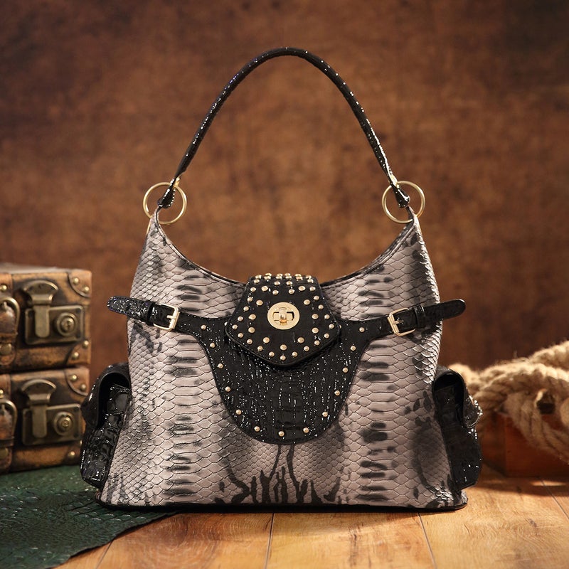 Retro New Women'S Bag Tote Snake Shoulder Handbag For Independent Station Tk - Image 5