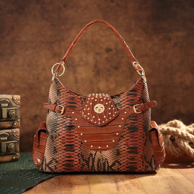 Retro New Women'S Bag Tote Snake Shoulder Handbag For Independent Station Tk - Image 3
