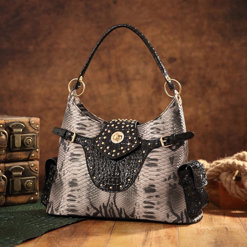 Retro New Women'S Bag Tote Snake Shoulder Handbag For Independent Station Tk - Image 1