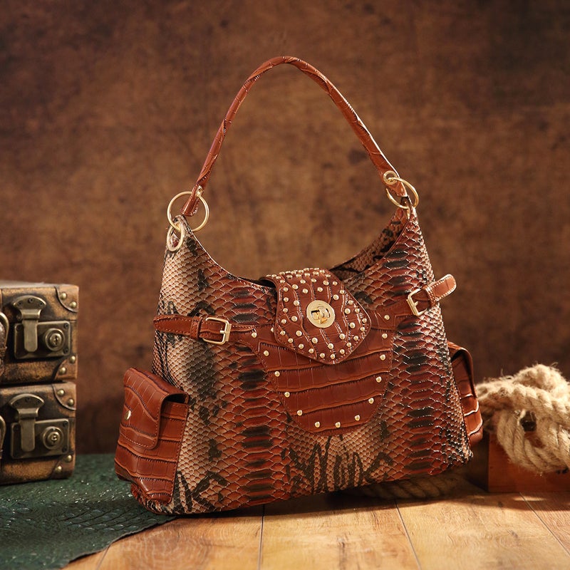 Retro New Women'S Bag Tote Snake Shoulder Handbag For Independent Station Tk - Image 2