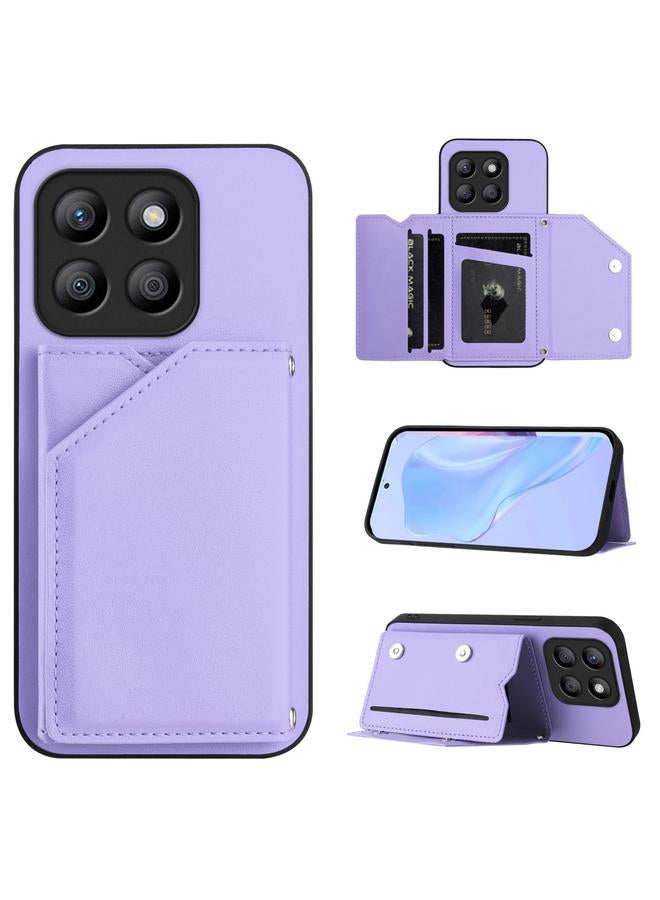 اس-توب جراب هاتف Honor X8b Global Skin Feel بأربعة فتحات للبطاقات مع حزام معصم - Image 1