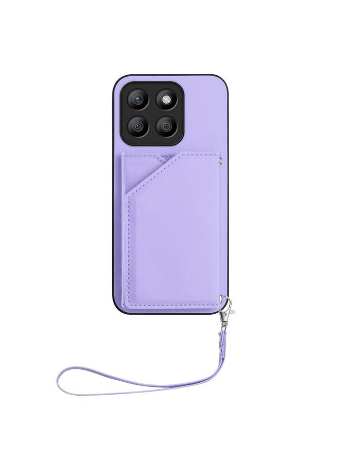 اس-توب جراب هاتف Honor X8b Global Skin Feel بأربعة فتحات للبطاقات مع حزام معصم - Image 2