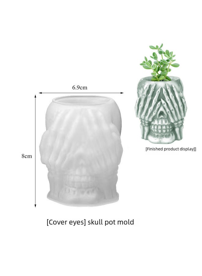 Diy Resin Drip Grafting Gypsum Mold Silent Body Vase Skull Head Potted Plant Candle Holder Silicone Mold Kitchen Tableware-Specifications: Skull Pot Mold - Image 5