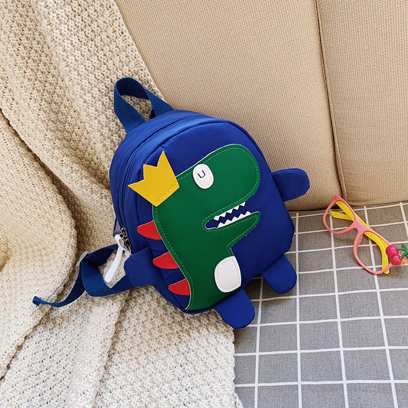 New Kids Dinosaur Backpack Cartoon Student Bag Small blue 