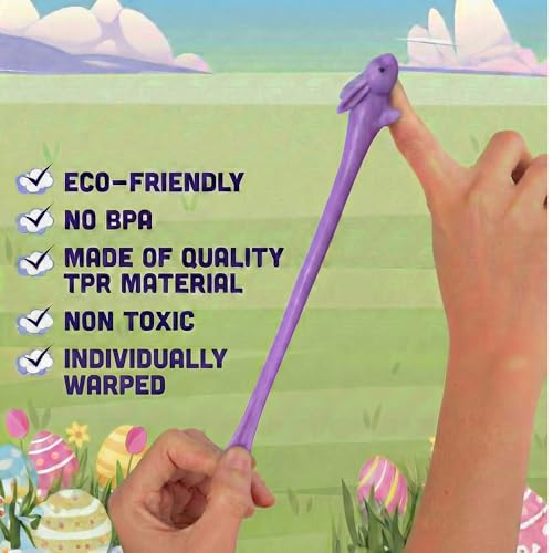 PICK A TOY Bunny Favor Toys for Girls and Boys 36 Pcs Rubber Finger Flicker Stretchy Slingshot for Kids Birthday Goodie Bag Easter Egg Stuffers Classroom Treasure Chest Treats - Image 5