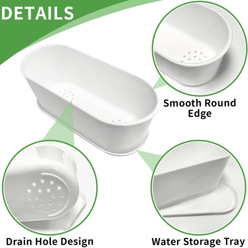 Torfican 5 Set Window Herb Planter Box Rectangular,8.5x3.5 Inch White Plastic Planters with Multiple Drainage Holes and Trays,Indoor Succulent Cactus Mint Flower Pot for Windowsill,Garden Balcony - Image 3