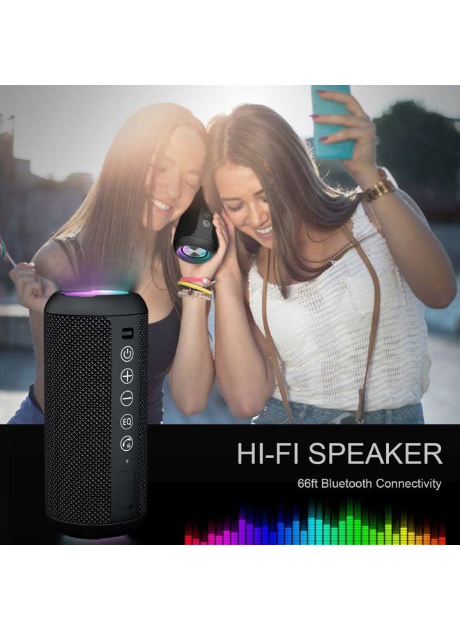Ortizan - Portable Bluetooth Speaker: IPX7 Waterproof, 24W Loud Sound, Deep Bass, Bluetooth 5.3, LED Lights, Wireless Stereo Pairing, 30H Playtime, for Home/Outdoor/Party/Beach, Birthday Gift (Black) - Image 1