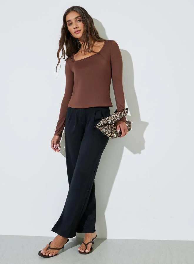 ستايلي Pack of 2 - Square Neck Long Sleeve Knit Top