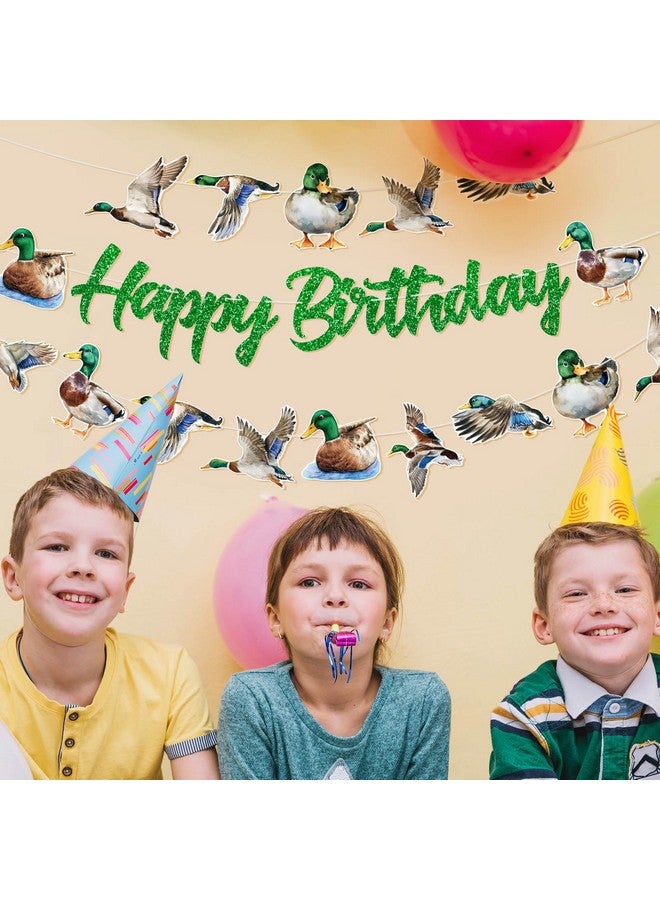 TBEEJ Mallard Duck Party Banners 3Pcs Happy Birthday Banners Garland for Boy Girls Theme Baby Shower Birthday Party Supplies - Image 5