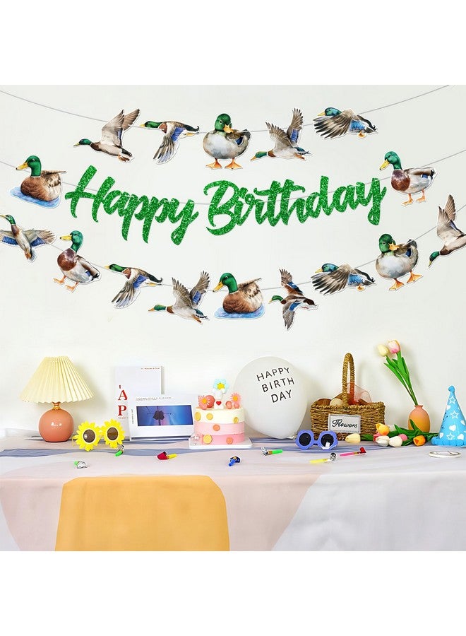 TBEEJ Mallard Duck Party Banners 3Pcs Happy Birthday Banners Garland for Boy Girls Theme Baby Shower Birthday Party Supplies - Image 3