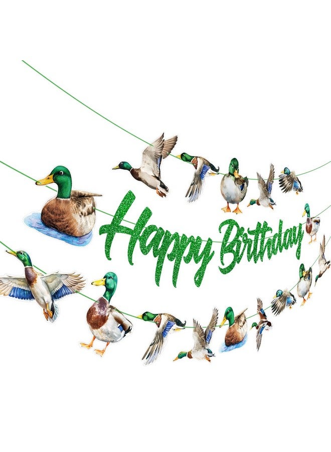 TBEEJ Mallard Duck Party Banners 3Pcs Happy Birthday Banners Garland for Boy Girls Theme Baby Shower Birthday Party Supplies - Image 1