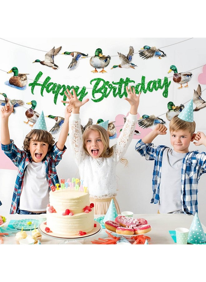 TBEEJ Mallard Duck Party Banners 3Pcs Happy Birthday Banners Garland for Boy Girls Theme Baby Shower Birthday Party Supplies - Image 2