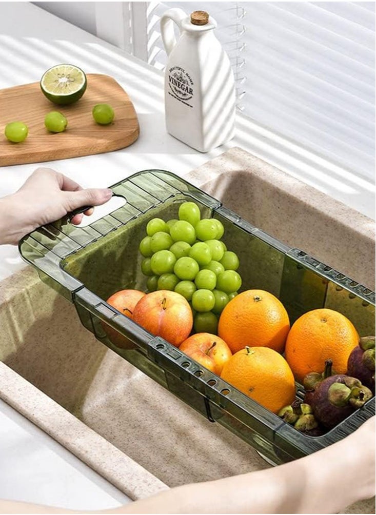 Perfii Acrylic Kitchen Sink Drain Rack Expandable and Adjustable  Storage Organizer for Fruits Vegetables Tray Drain Basket  - Image 2