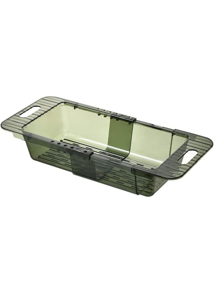 Perfii Acrylic Kitchen Sink Drain Rack Expandable and Adjustable  Storage Organizer for Fruits Vegetables Tray Drain Basket  - Image 1