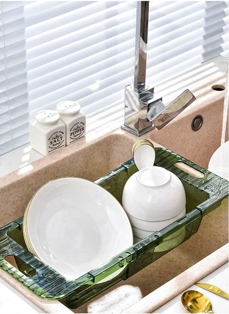 Perfii Acrylic Kitchen Sink Drain Rack Expandable and Adjustable  Storage Organizer for Fruits Vegetables Tray Drain Basket  - Image 3